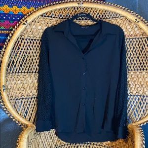 Collared button-up with lace sleeves